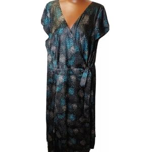 Cato True Wrap Dress Knee Length Satin Whimsy Artsy Woman Plus Sz 22W